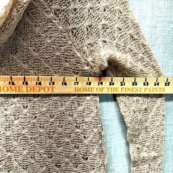 NITT By Flying Tomato Boho Crochet Lace Cowl Neck Tunic Sweater Lined Tan Large - Picture 8 of 11